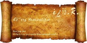 Őry Ruszalka névjegykártya